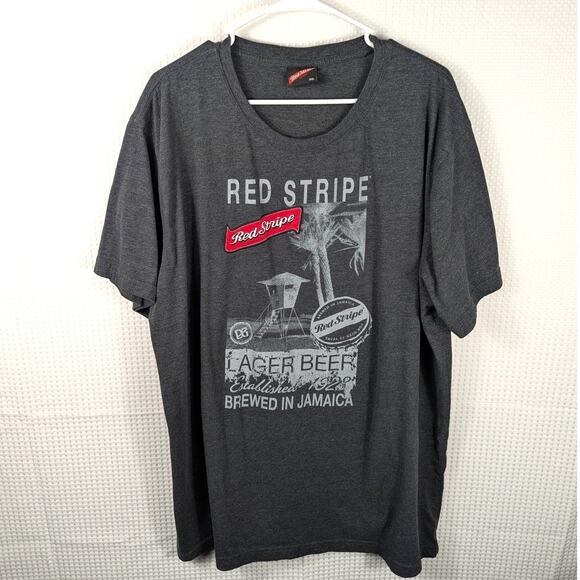 Red Stripe Lager Beer T-Shirt 3XL Gray Graphic Tee Jamaica Caribbean Brewery - Picture 6 of 6